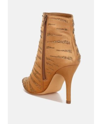 Womens Toget Satin Rhinestone Ankle Party Boots