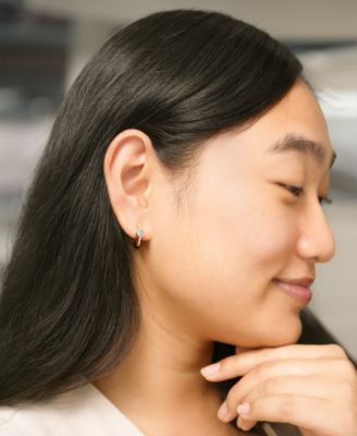 Diamond Bezel Polished Hoop Earrings (1/3 ct. tw) in 10k Gold, Created for Macy's