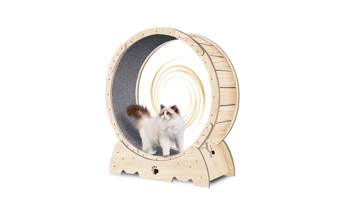 Slickblue Cat Exercise Wheel for Indoor Cats – Carpeted Running Wheel, Fitness Treadmill for Healthy Weight Loss, 37
