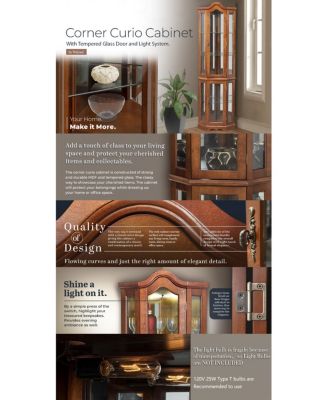 Glass Corner Curio Cabinet – Space-Saving Display Cabinet with Tempered Glass Shelves & Door