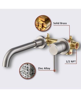 Wall-Mount Faucet for Bathroom Sink or Bathtub, Stylish and Space-Saving Design