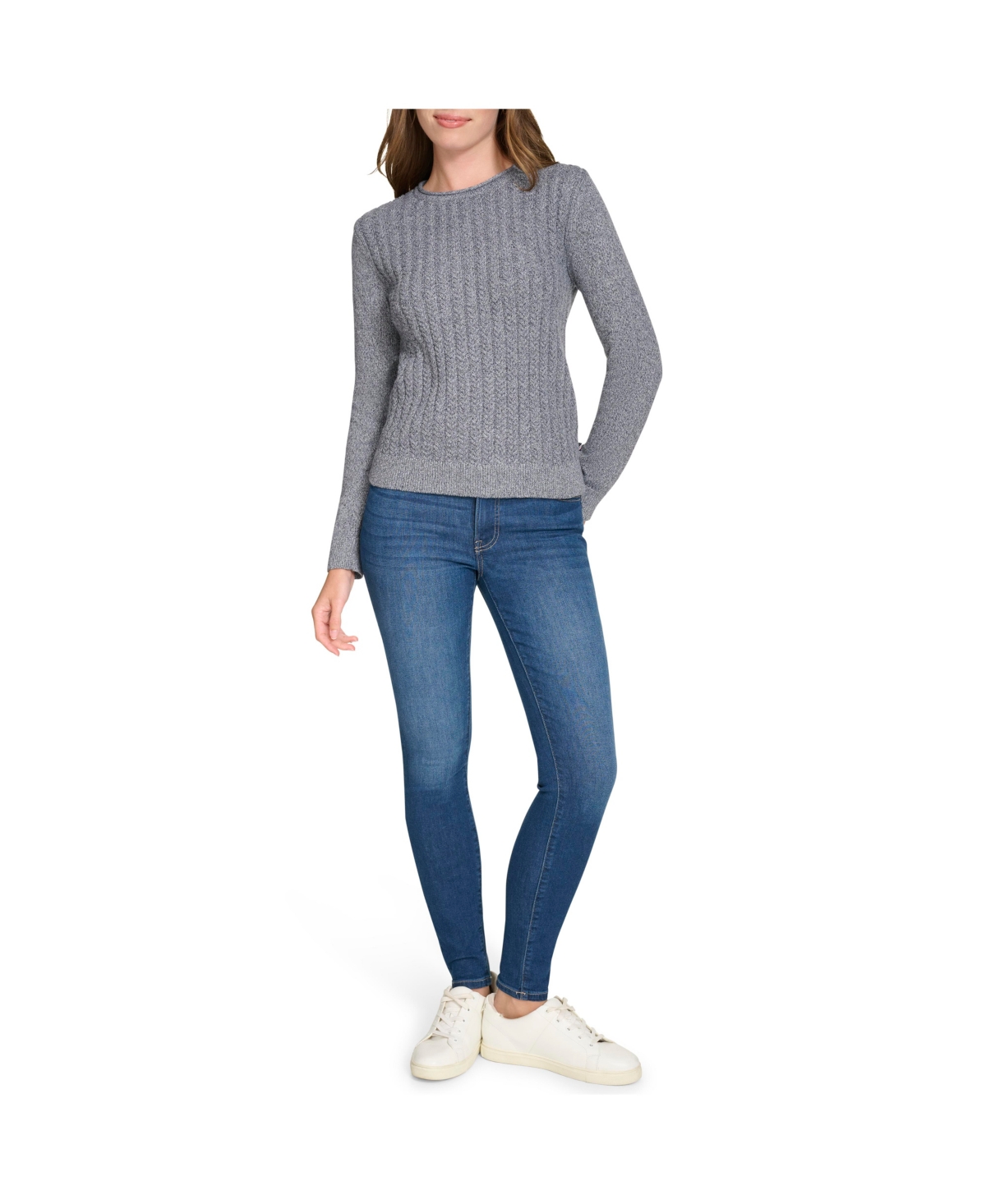 Nautica Jeans Women's Roll Neck Stacked Cable Sweater