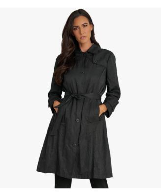 Women's Belted Water-Resistant Button Front Trench Coat