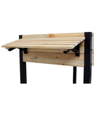 Metal Leg Raised Garden Box with Folding Shelf