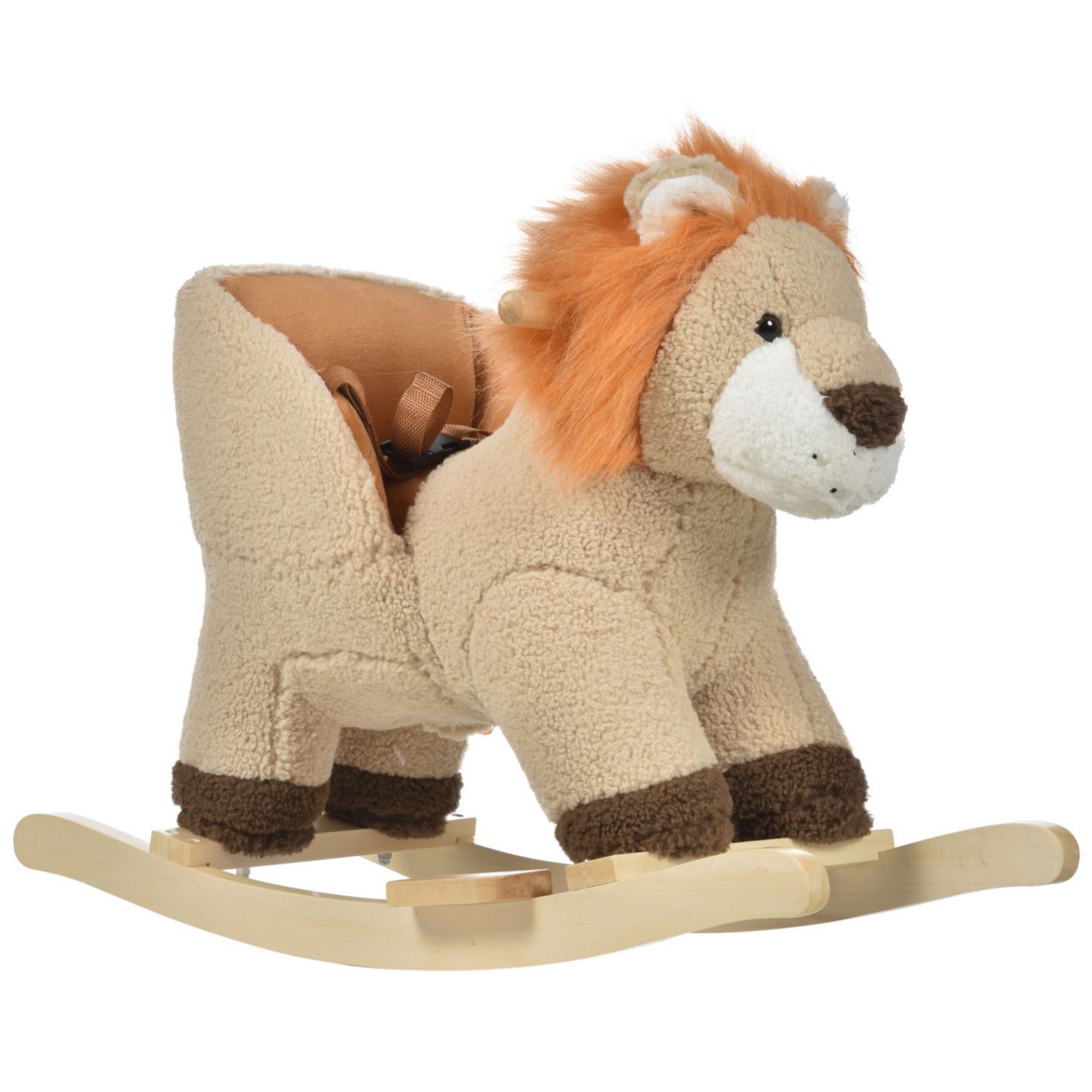Детская мягкая игрушка Streamdale Furniture Lion Plush Rocking Horse with Sound, Ages 18-36 Months, цвет: Коричневый — фото 1