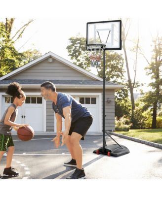 Basketball Hoop Outdoor, Portable Basketball Goal, 5.5FT-7.5FT Height Adjustable with 33'' Backboard and Wheels for Kids Junior Adults Use