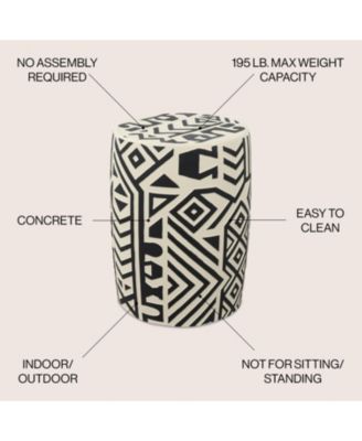 Rafi Transitional Bohemian Geometric Drum Garden Stool