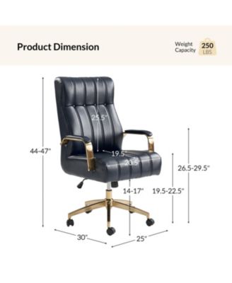 Uwe Modern Leather Ergonomic Executive Office Chair with SGS International Certified Stainless Steel Gas Spring