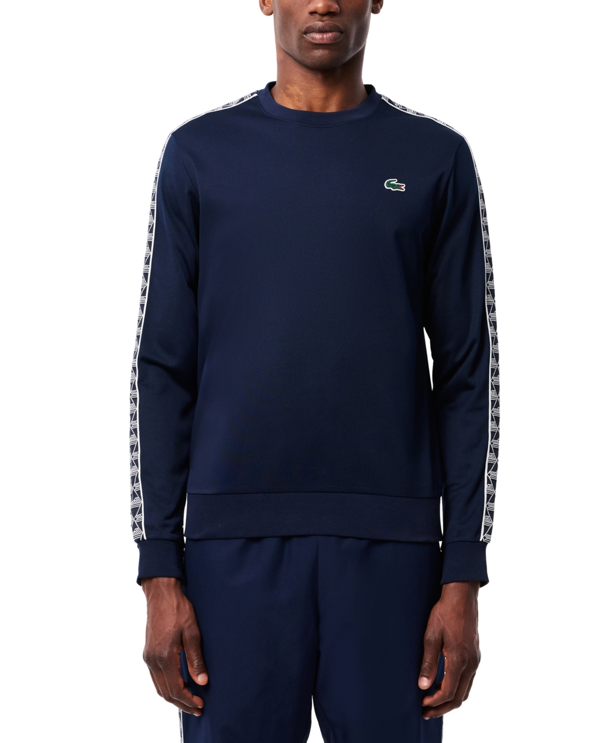 Lacoste Men's Crewneck Long Sleeve Decorative Trim Performance Sweatshirt