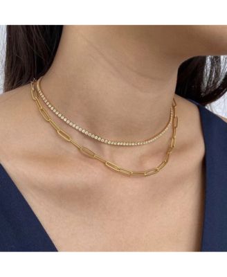18k Gold Plated Tennis Necklace with AAAAA Cubic Zirconia