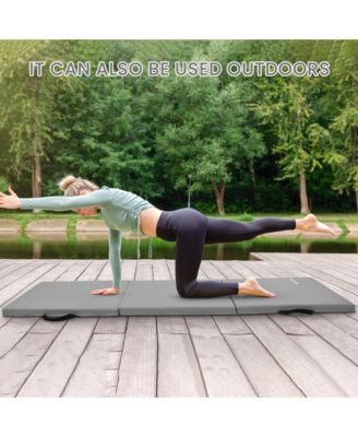 GoGym 6 'x 2' x 1.5" Folding 3 Panel Exercise Gym Mat, Gray