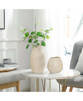 Ivory White Ceramic Modern Tall Vase