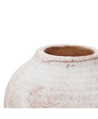 Marble Brown and White 7.5-Inch Tall Terracotta Vase