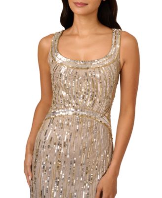 Adrianna Papell Women's Beaded Fringe Sheath Dress - Macy's