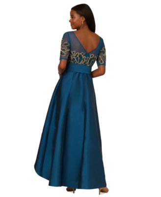 【海外限定】AdriannaPapell ドレス☆Blue Taffeta Cutwork Dres Adrianna Papell Cutwork Detail Taffeta Cocktail Dress in