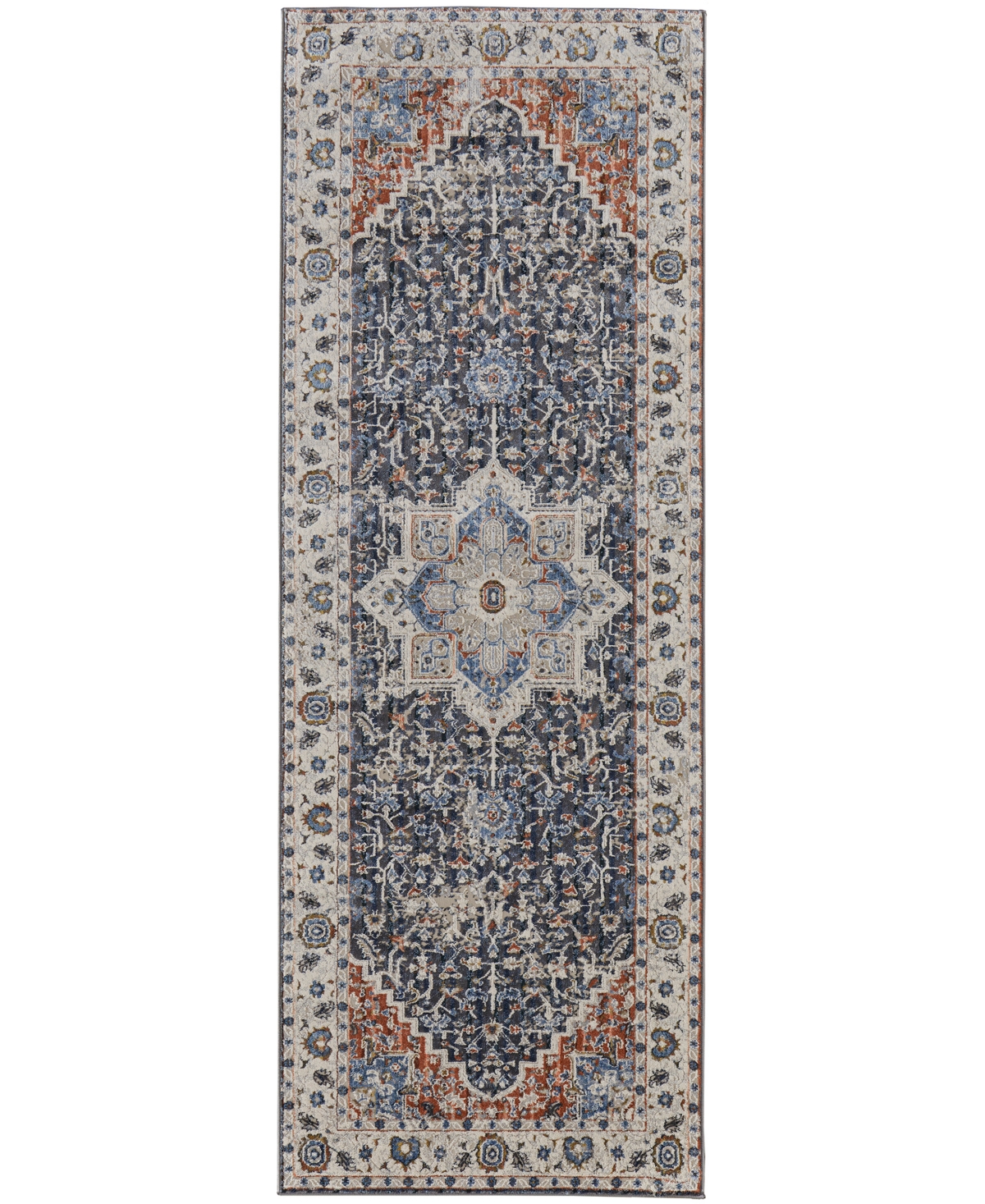 Feizy Kaia 39htf 2'6"x12' Runner Area Rug In Ivory,blue