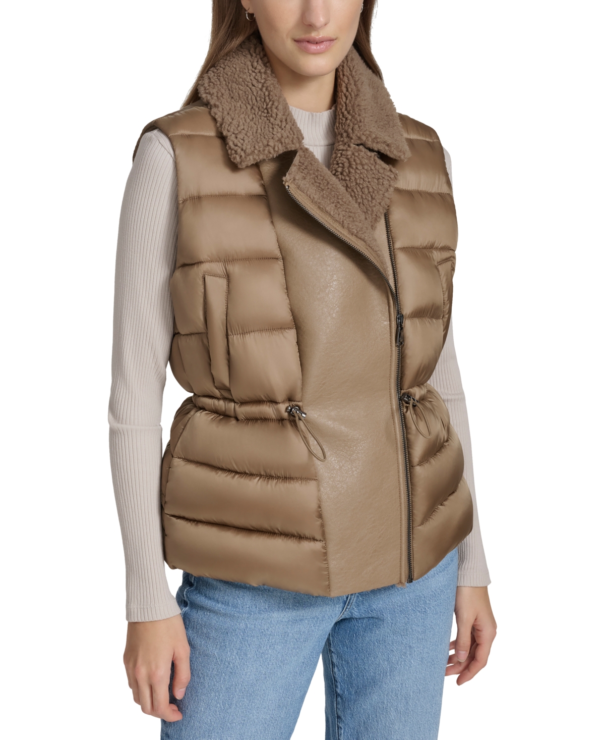 Marc New York Andrew Marc Sport Women's Faux-shearling Vest In Mushroom