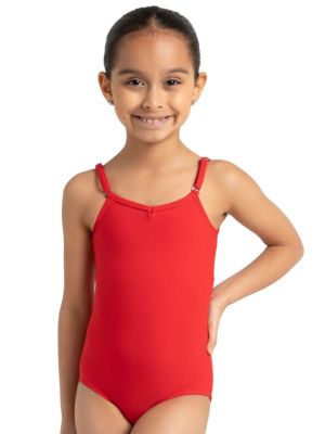 Capezio Girls Team Basics Camisole Leotard w Adjustable Straps - Red 26$