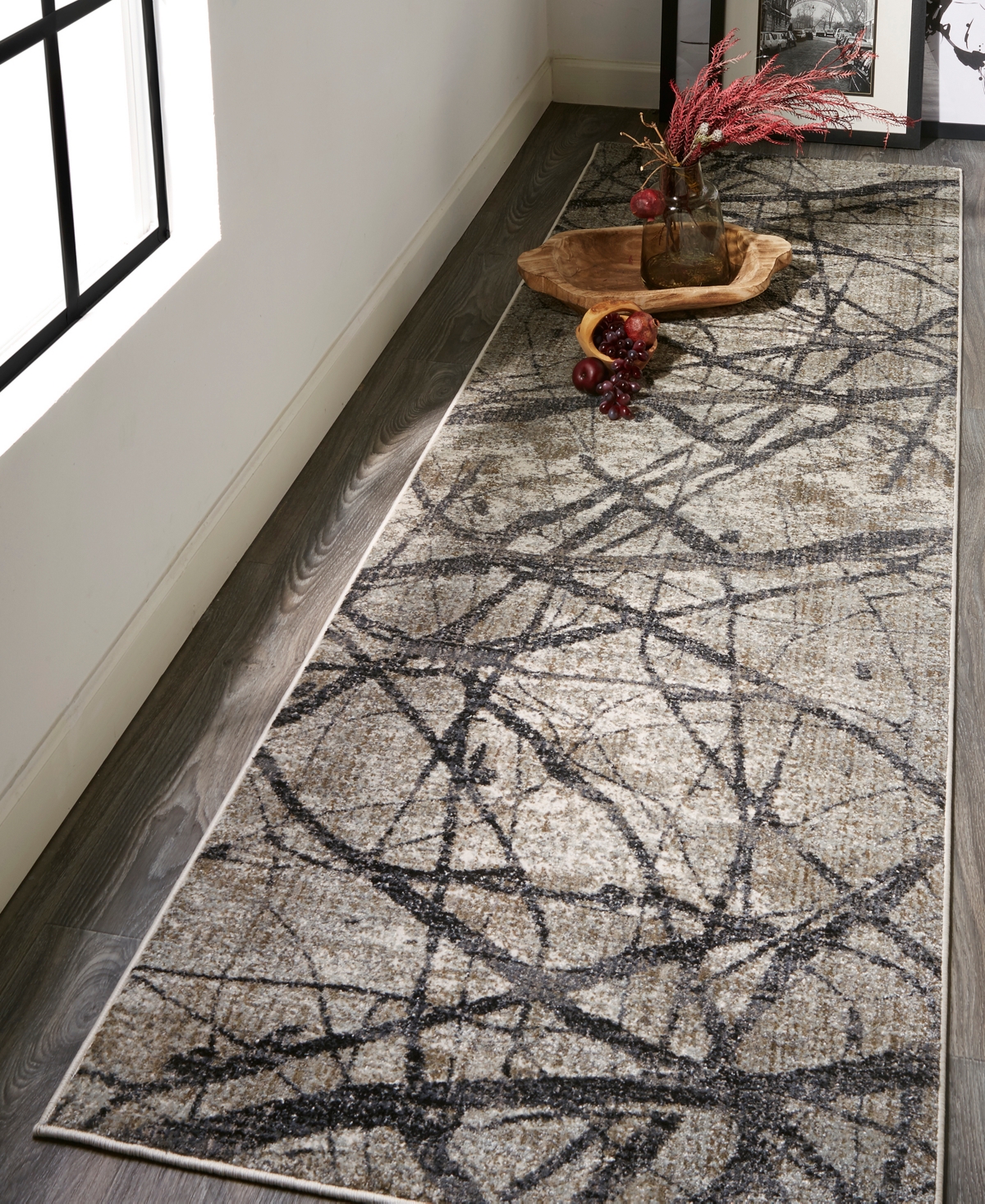 Feizy Kano 3877f 2'7"x8' Runner Area Rug In Taupe,gray