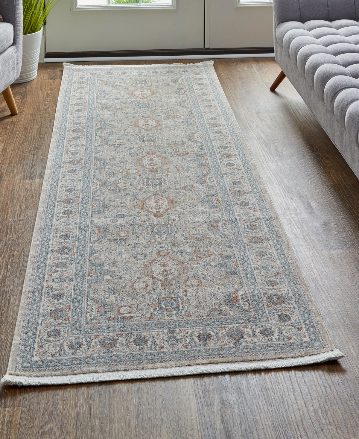 Shop Feizy Marquette 3761f 2'8"x8' Runner Area Rug In Taupe,gray
