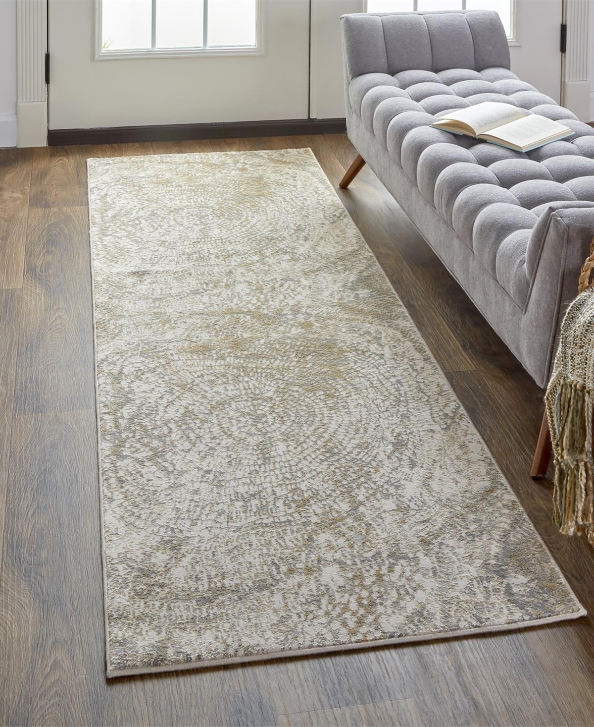Feizy Parker 3702f 2'6"x8' Runner Area Rug In Ivory,tan