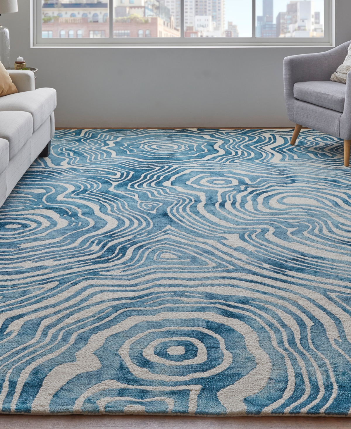 Feizy Lorrain 8920f 3'6"x5'6" Area Rug In Blue,ivory