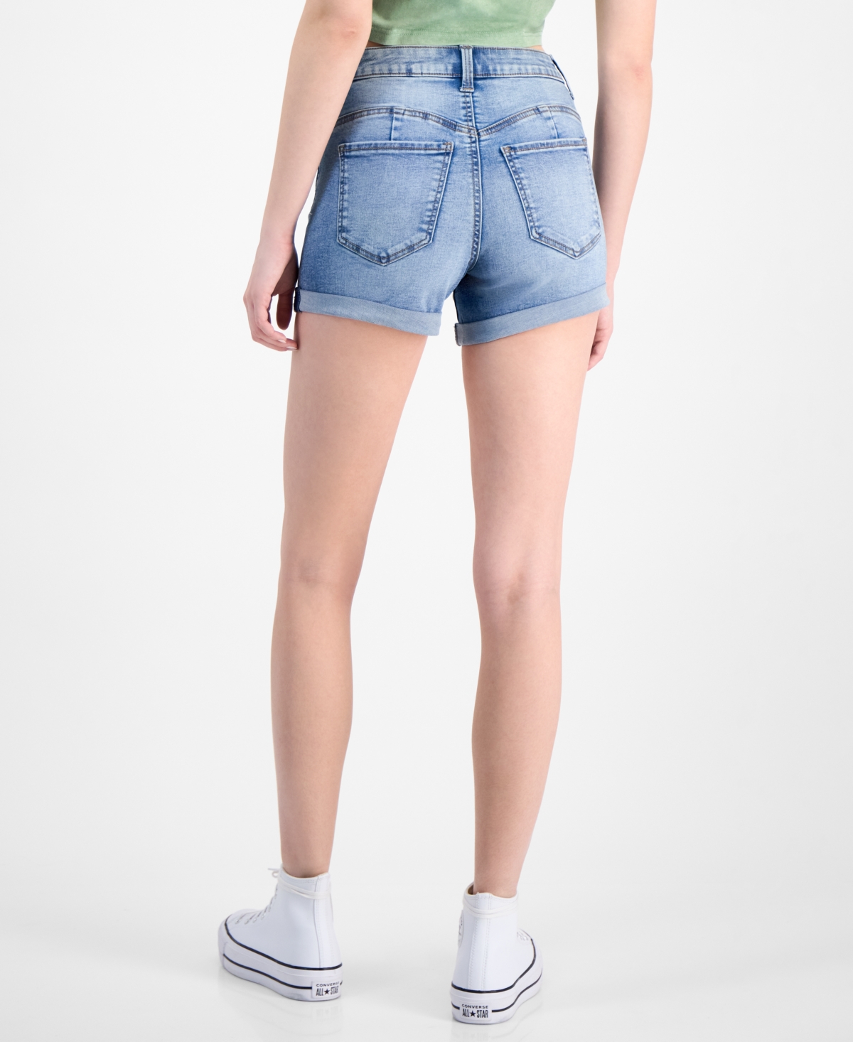 Celebrity Pink Juniors' High-rise Cuffed Curvy Denim Shorts In Prove You Wrong