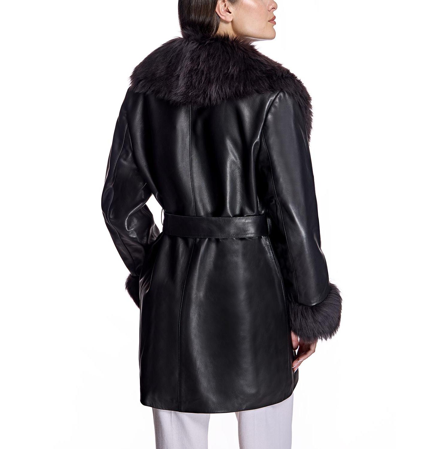 Женское пальто Julia & Stella By Maximilian Wrap Coat with Shearling Trim, цвет: Коричневый — фото 2