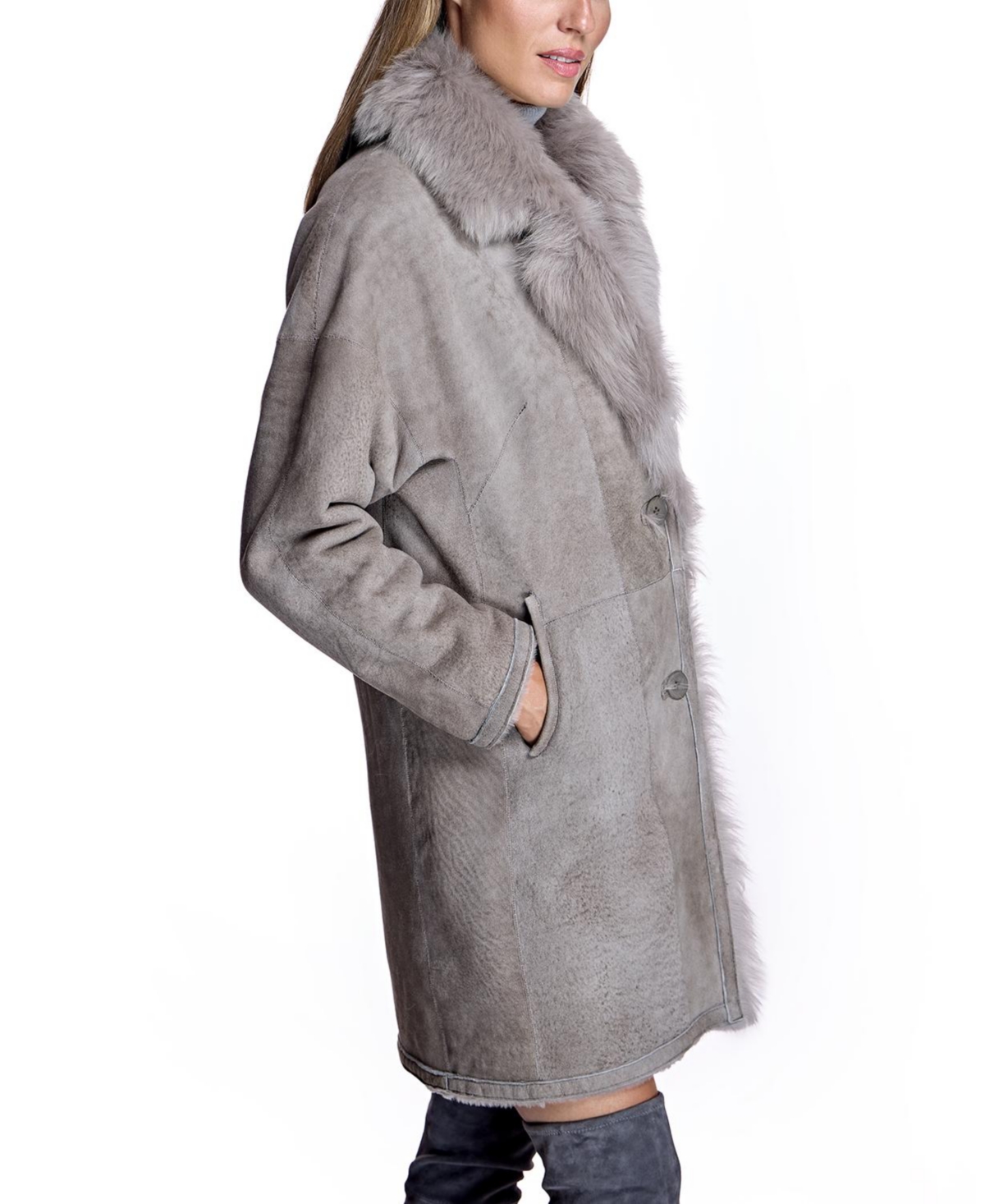Julia & Stella by Maximilian Women's Reversible Shearling Coat