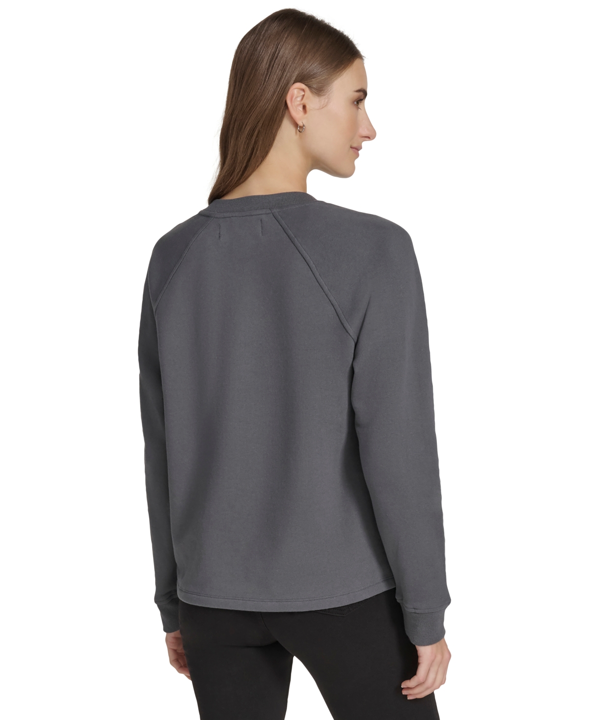 Marc New York Andrew Marc Sport Women's Embellished Fleece Crewneck Sweatshirt In Onyx