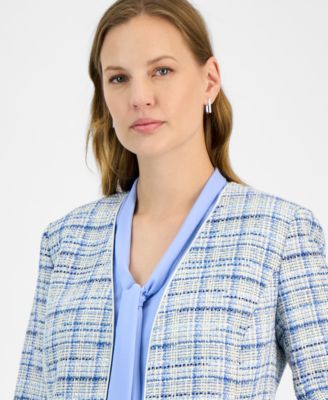 Kasper Women's Tweed 3/4-Sleeve Open-Front Blazer, Regular & Petite 