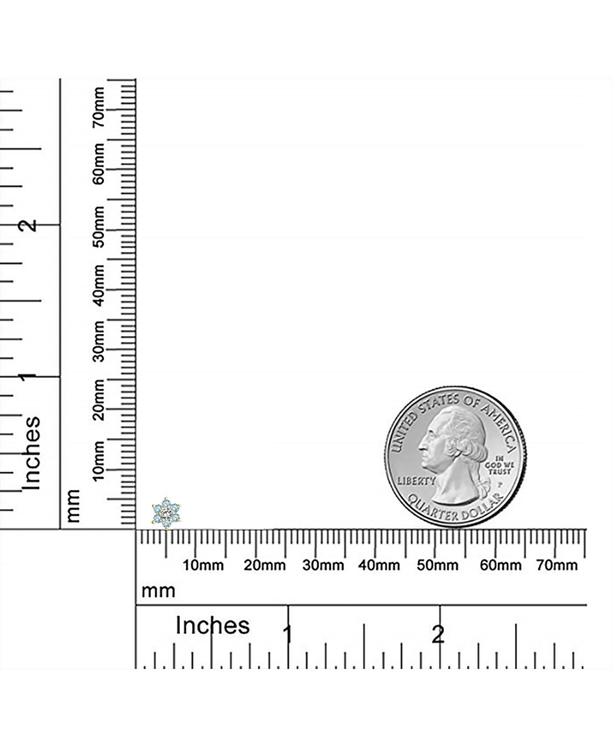 Bling Jewelry Tiny Light Blue Aqua Cz Flower Stud Earrings Cubic Zirconia 14K Gold Screw back