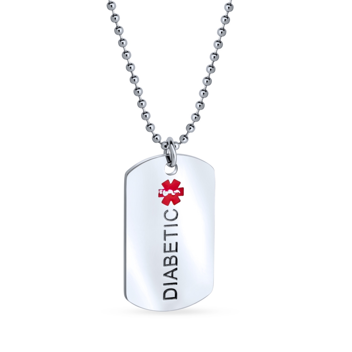 Bling Jewelry Medical Alert Id Dog Tag Pendant Stainless Steel Necklace