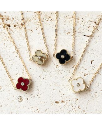 Burgundy Clover Necklace