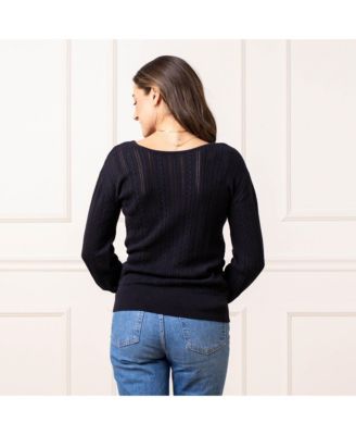 Women's Long Sleeve Reversible Cable Wrap Sweater