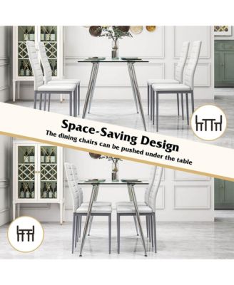 5 PCS 51'' Rectangle Dining Set 0.3'' Thick Glass Table with 4 Padded Dining Chairs