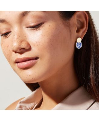 Enamel Earrings  - Mini Kinoko Marble Blue