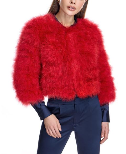 Женские куртки Julia & Stella By Maximilian Women's Collarless Feather Bolero
