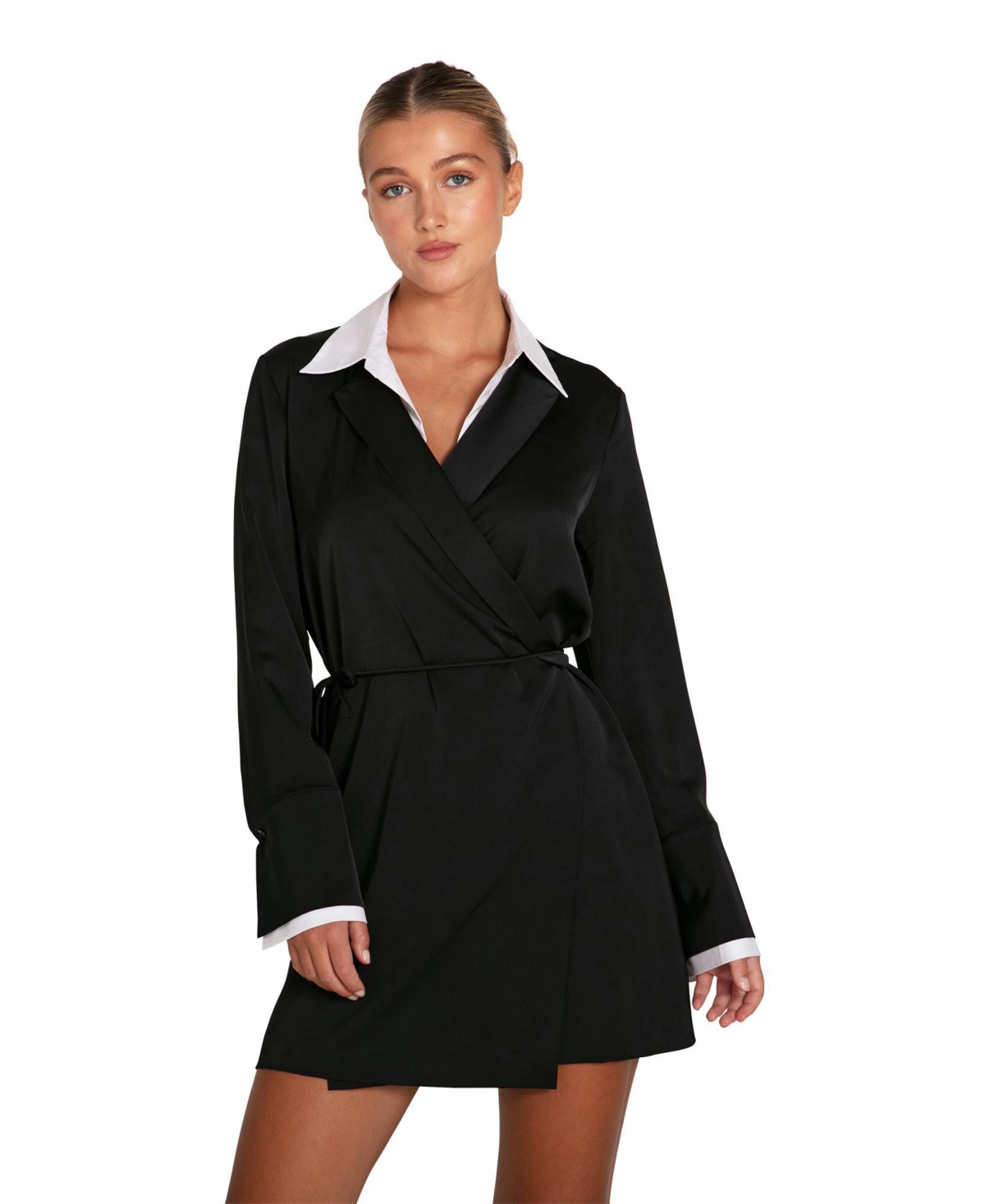 Make Me Feel Layered Shirt Dress - Black