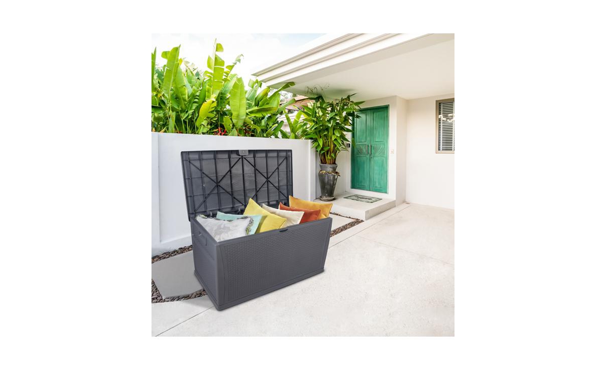 Slickblue Outdoor Garden Plastic Storage Deck Box - Lockable, Waterproof Chest