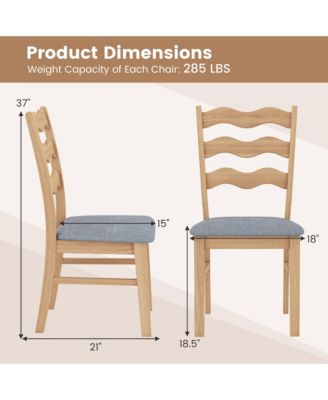 Dining Chair Set of 4 w/ Padded Seat Hollowed Wave Backrest Rubber Wood Frame