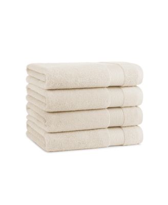 Host & Home Bath Towels, 4-Pack, 27x54, 600 GSM, Ringspun Cotton, Solid Colors, Double-Stitched, Striped Dobby Border