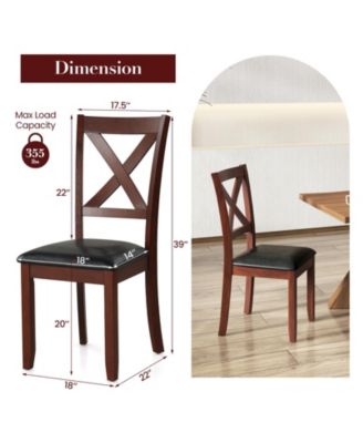 Set of 2 Wooden Kitchen Dining Chair with Padded Seat and Rubber Wood Legs