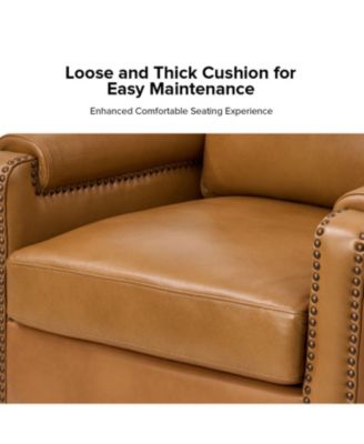 Kunz Transitional Genuine Leather Armchair with Removable Back Cushion