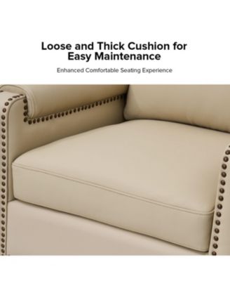 Kunz Transitional Genuine Leather Armchair with Removable Back Cushion