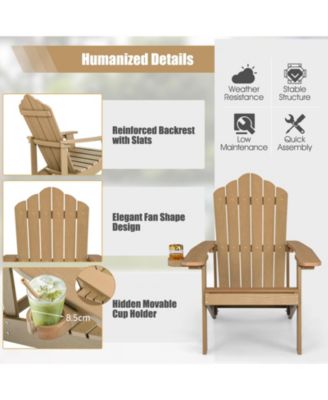 Weather Resistant HIPS Outdoor Adirondack Chair with Cup Holder