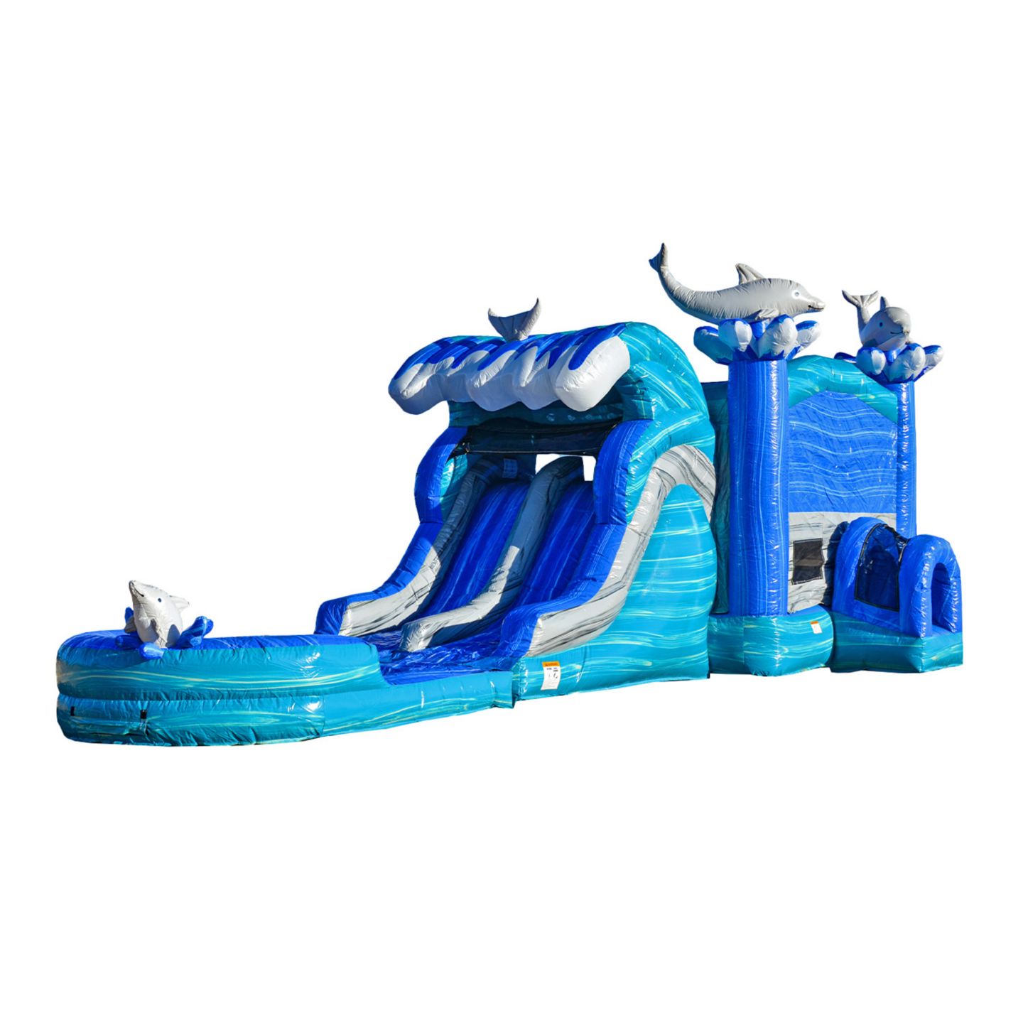 Детская игрушка Jumporange Dolphins XLD Water Slide Bounce House Inflatable Obstacle Course, 35'L x 13'W x 14'H, 6-Person Capacity, Ages 3+, цвет: Open Miscellaneous — фото 1