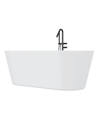 67" Acrylic Freestanding Bathtub – Glossy White Soaking Tub With Chrome Overflow and Drain, Cupc Certified for Quality and Safety