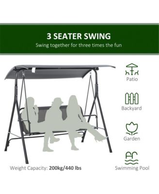 3-Seat Grey Patio Swing Chair – Modern Outdoor Swing for Relaxation, Perfect for Gardens and Backyards