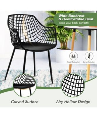 Set of 4 Heavy Duty Modern Dining Chair with Airy Hollow Backrest